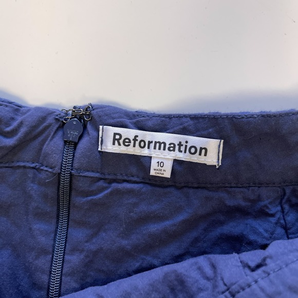 Reformation (10) High Waist Mini Eyelet A-Line Skirt Cotton Blue - Picture 6 of 9